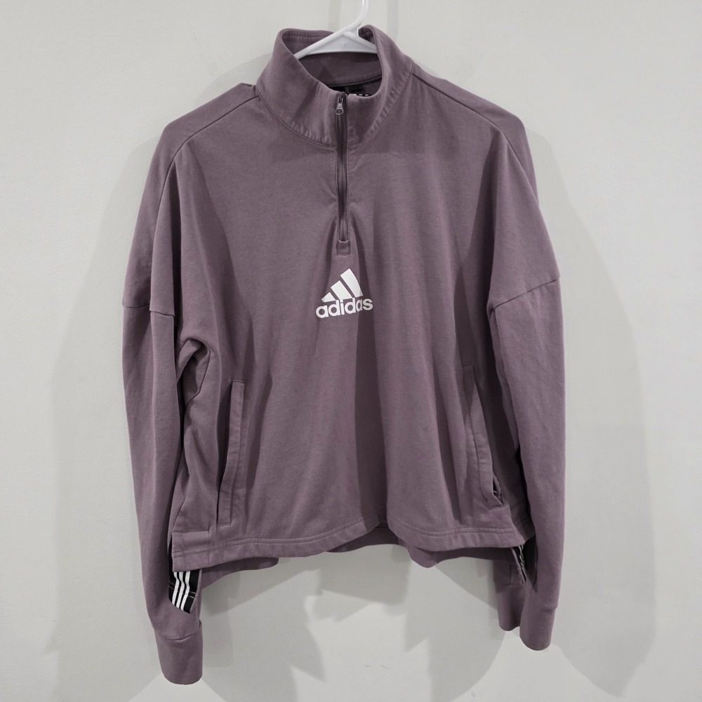 Adidas Womens Crop‎ Sweatshirt Size Large Athleisure Activewear Oversized Purple